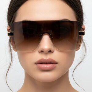 NEW SOLAR SHIELD Iconic Glam Oversized Trendy Designer Style Sunglasses